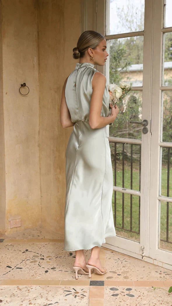 Renata draped neck satin midi dress – image 2