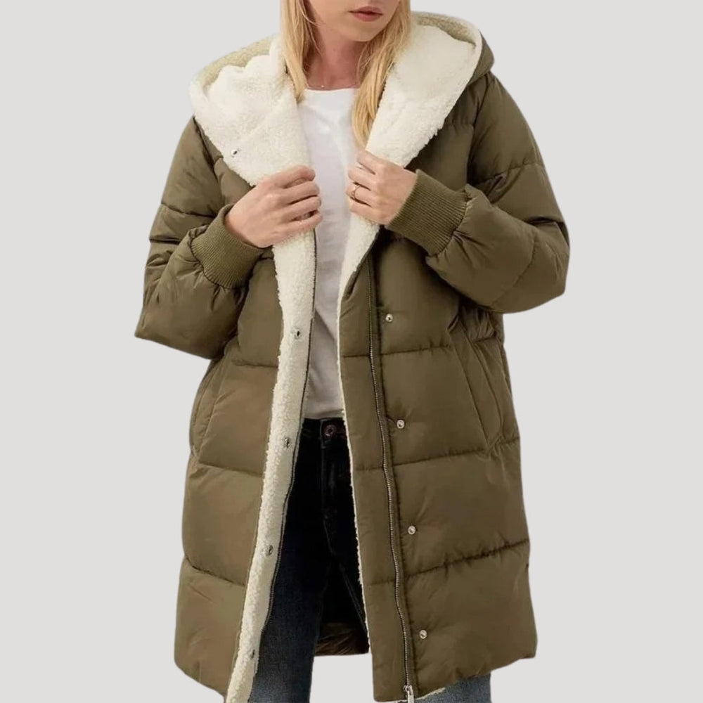 Senara faux fur lined long puffer coat – image 2