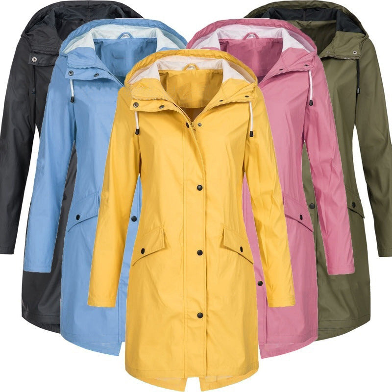 Grainne tailored long waterproof coat with hood