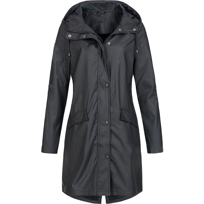 Grainne tailored long waterproof coat with hood – image 2
