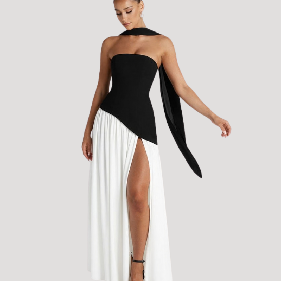 Bonnie strapless maxi dress with choker neck – image 7