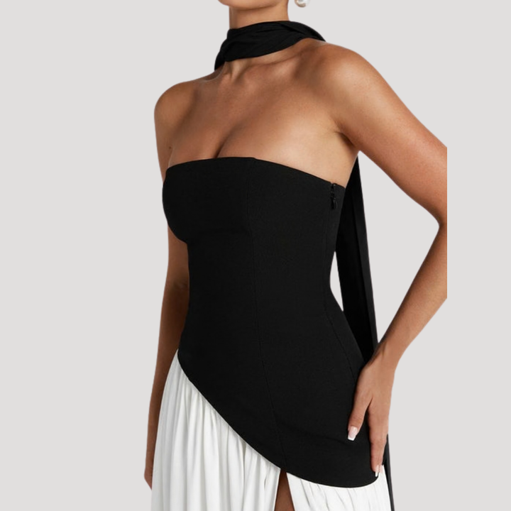 Bonnie strapless maxi dress with choker neck – image 8