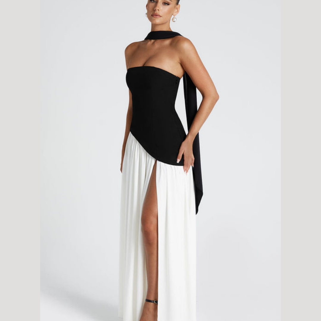 Bonnie strapless maxi dress with choker neck – image 9