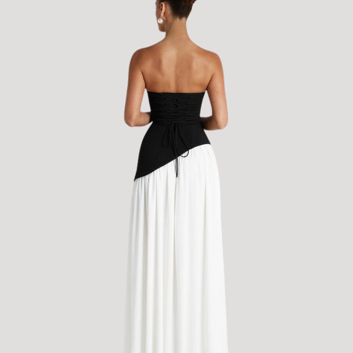 Bonnie strapless maxi dress with choker neck – image 10