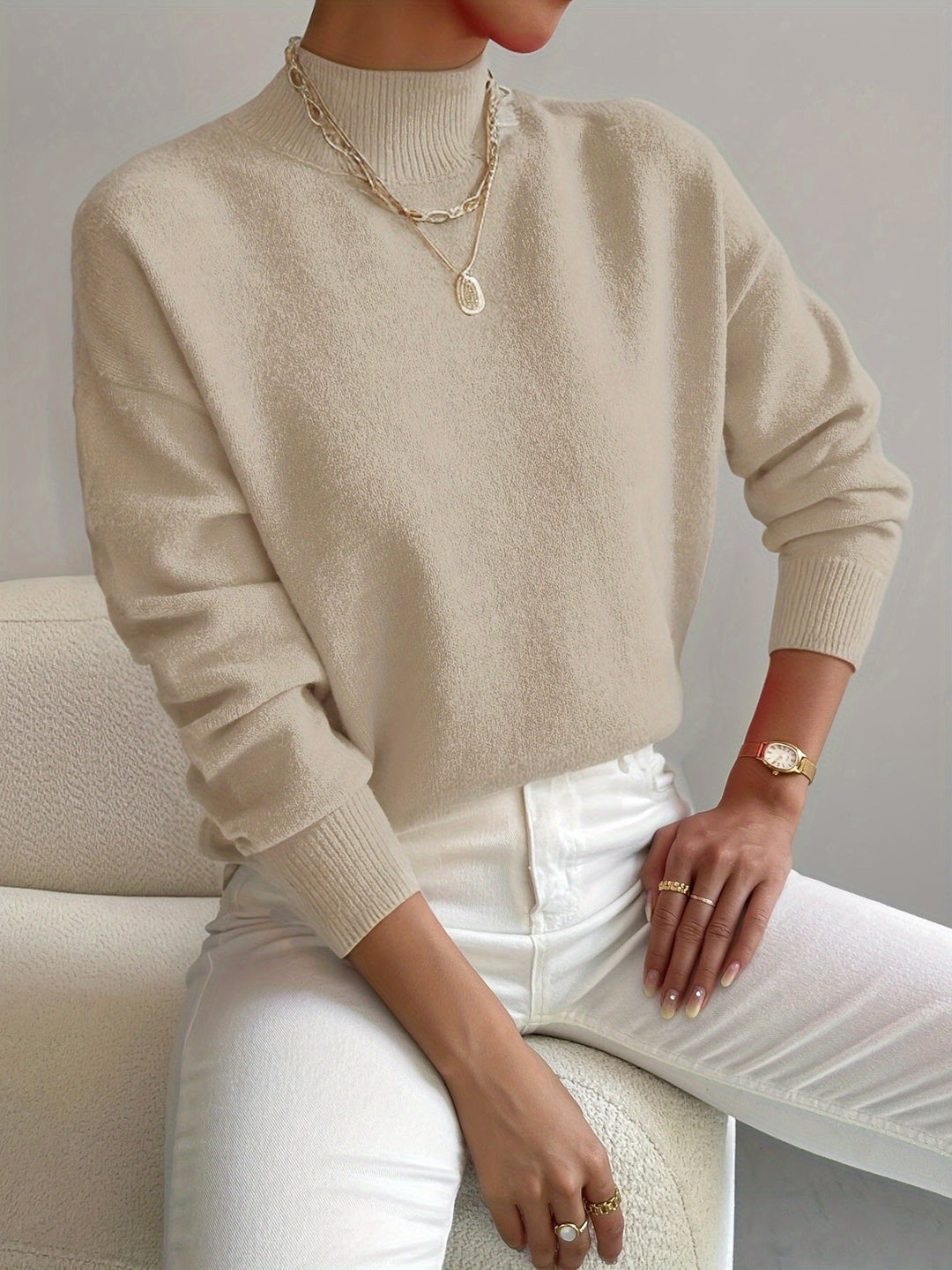 Lowri high neck knitted jumper – image 22