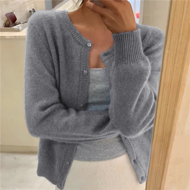 Eirlys feather soft crew neck cardigan