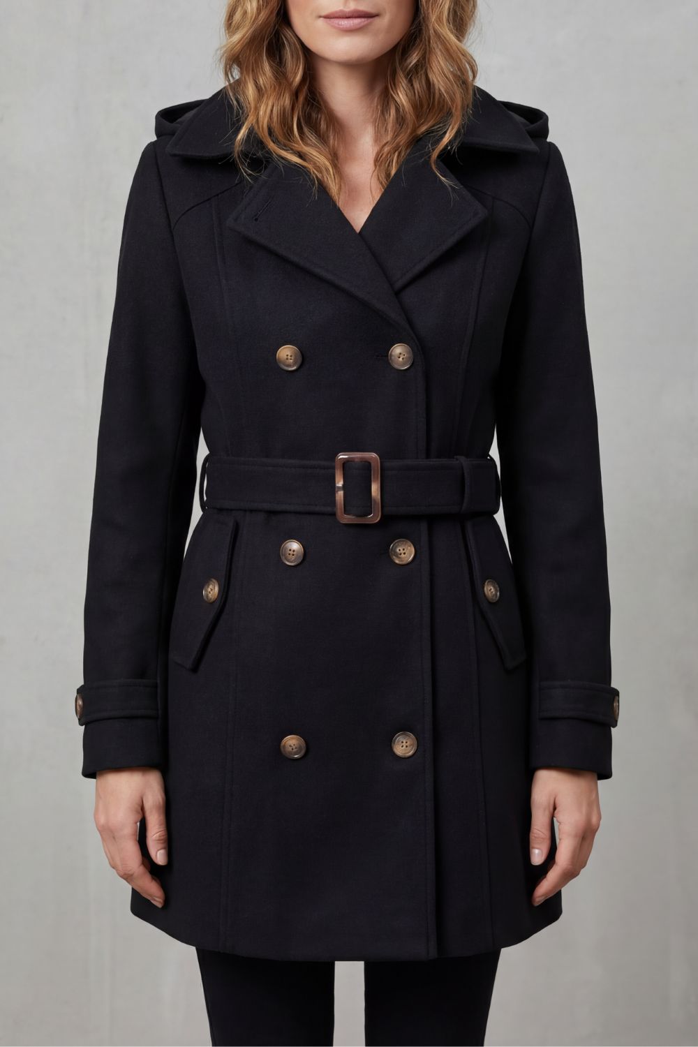 Heddwen tailored hooded trench coat