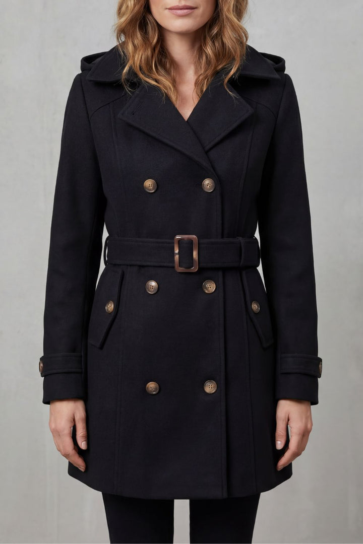 Heddwen tailored hooded trench coat