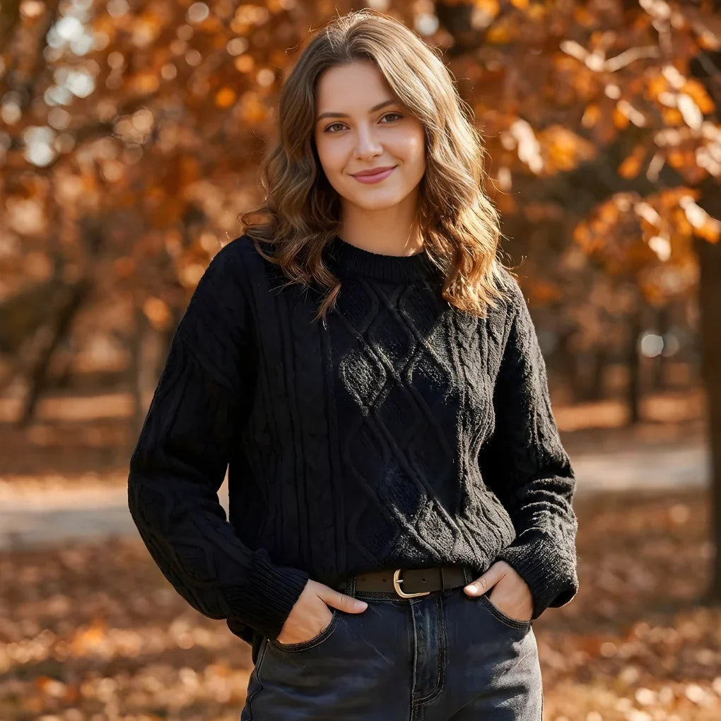 Esme vintage cable knit crew neck jumper