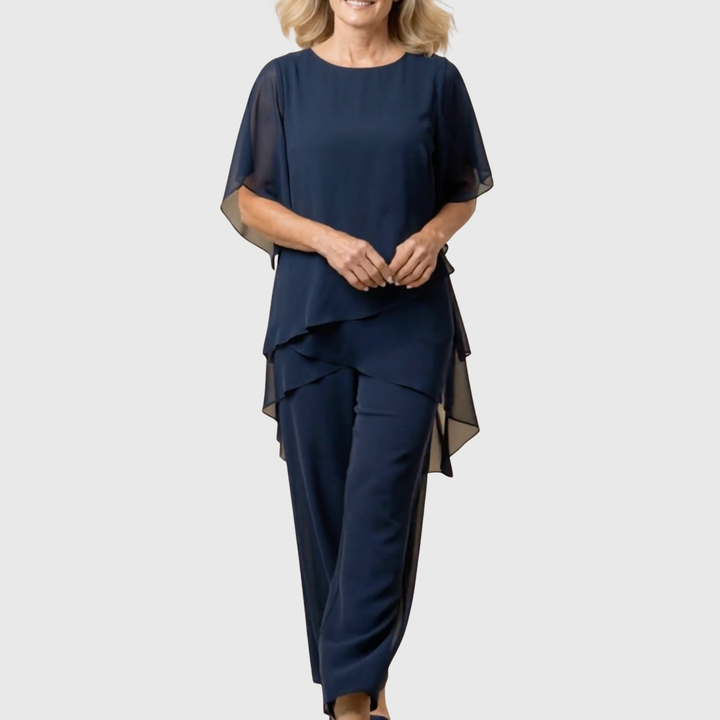 Margaret draped top and wide leg trouser set – image 2
