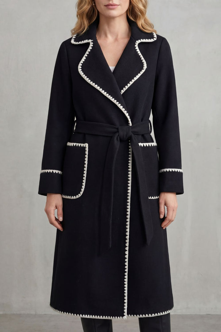 Marianne longline belted coat with contrast trim