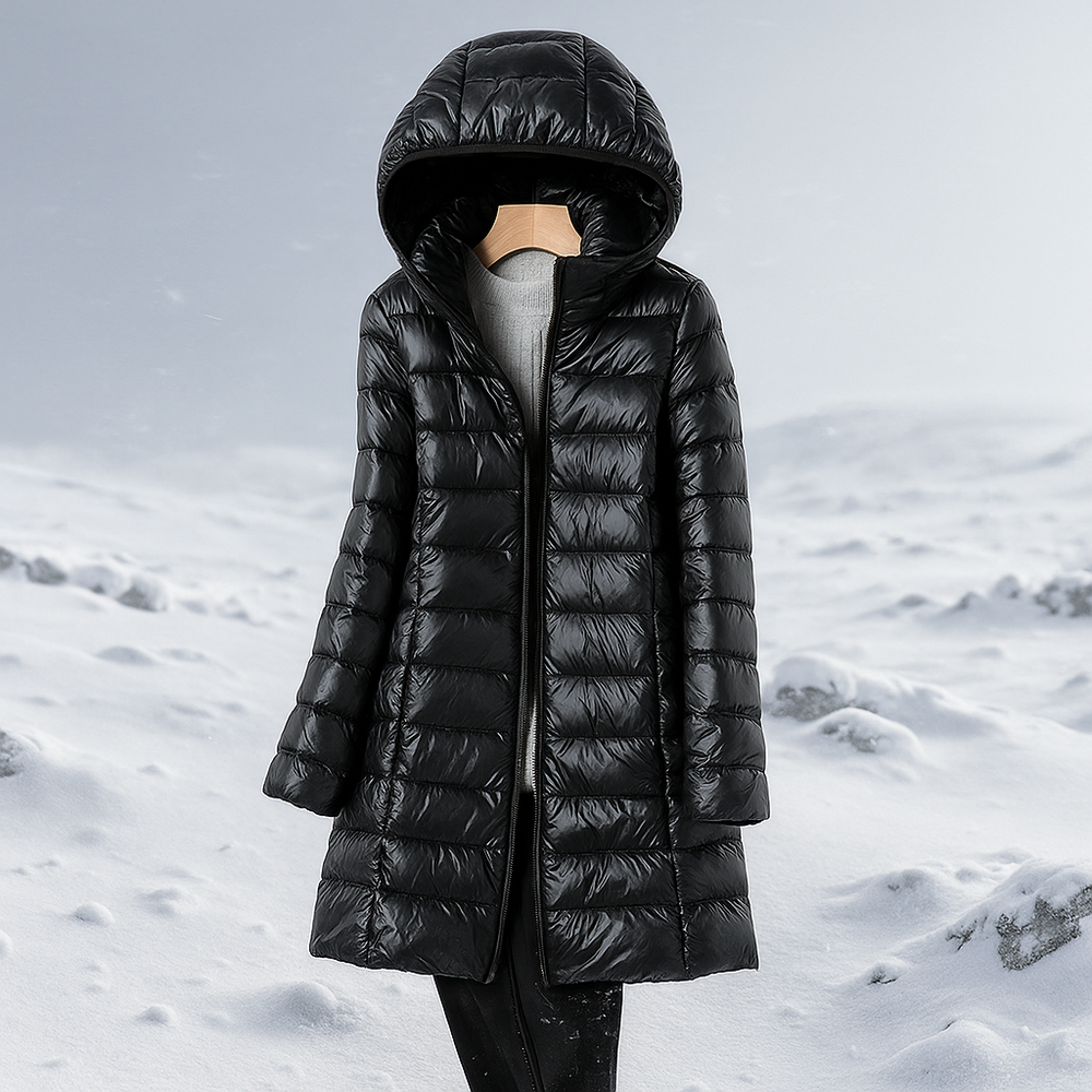 Sybella fitted quilted coat with hood – image 2