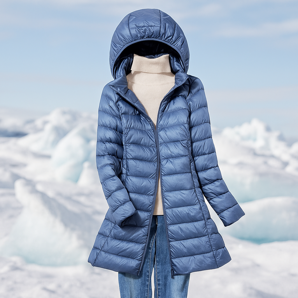 Sybella fitted quilted coat with hood