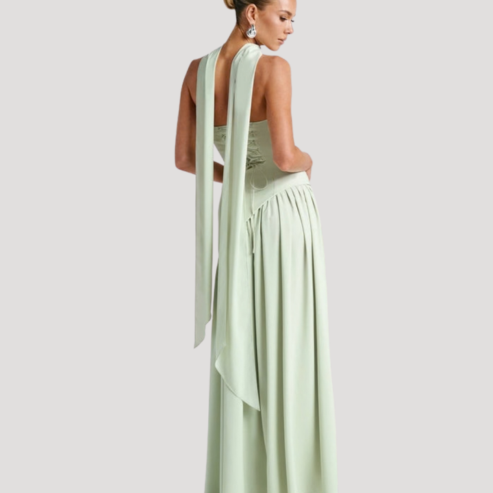 Bonnie strapless maxi dress with choker neck – image 2