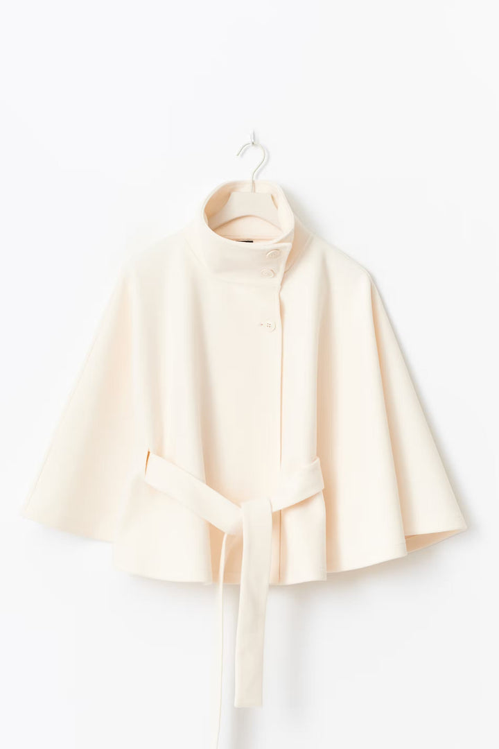 Lena cape jacket with funnel neck and belt – image 2