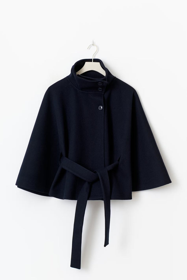 Lena cape jacket with funnel neck and belt – image 6