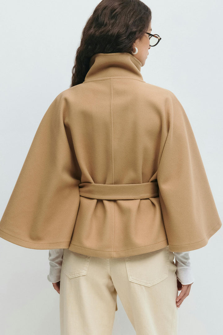 Lena cape jacket with funnel neck and belt – image 9