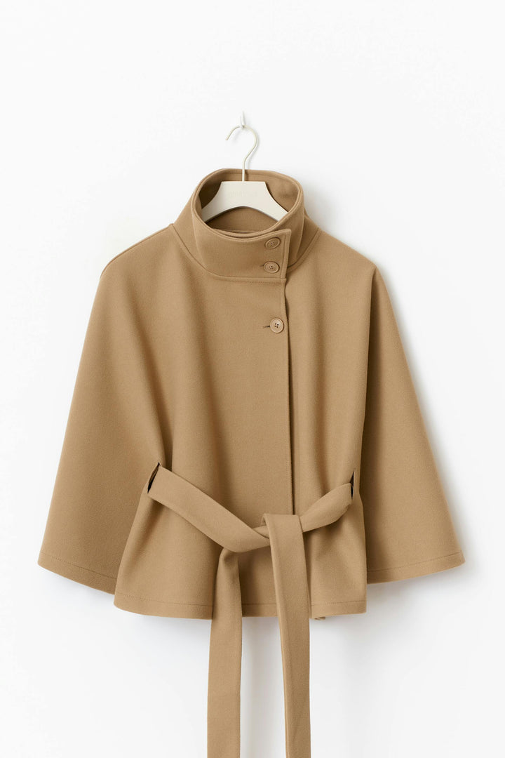Lena cape jacket with funnel neck and belt – image 11