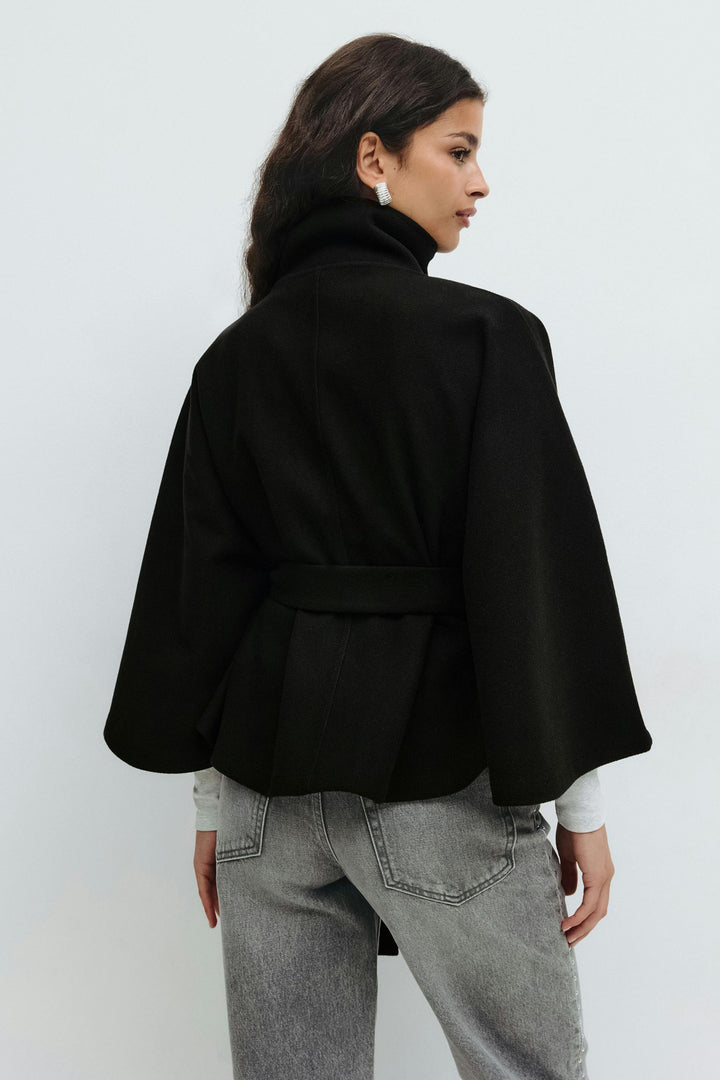 Lena cape jacket with funnel neck and belt – image 12