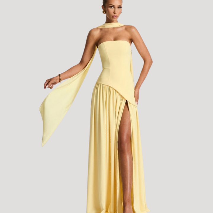 Bonnie strapless maxi dress with choker neck – image 12