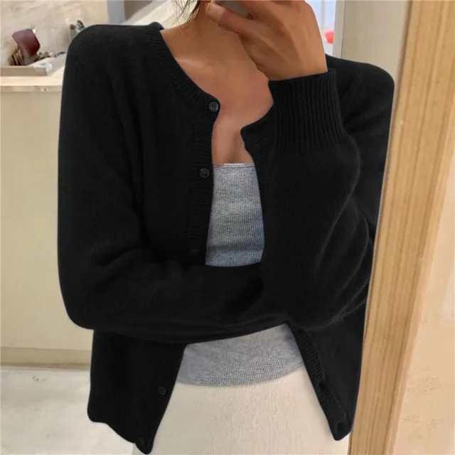 Eirlys feather soft crew neck cardigan – image 2
