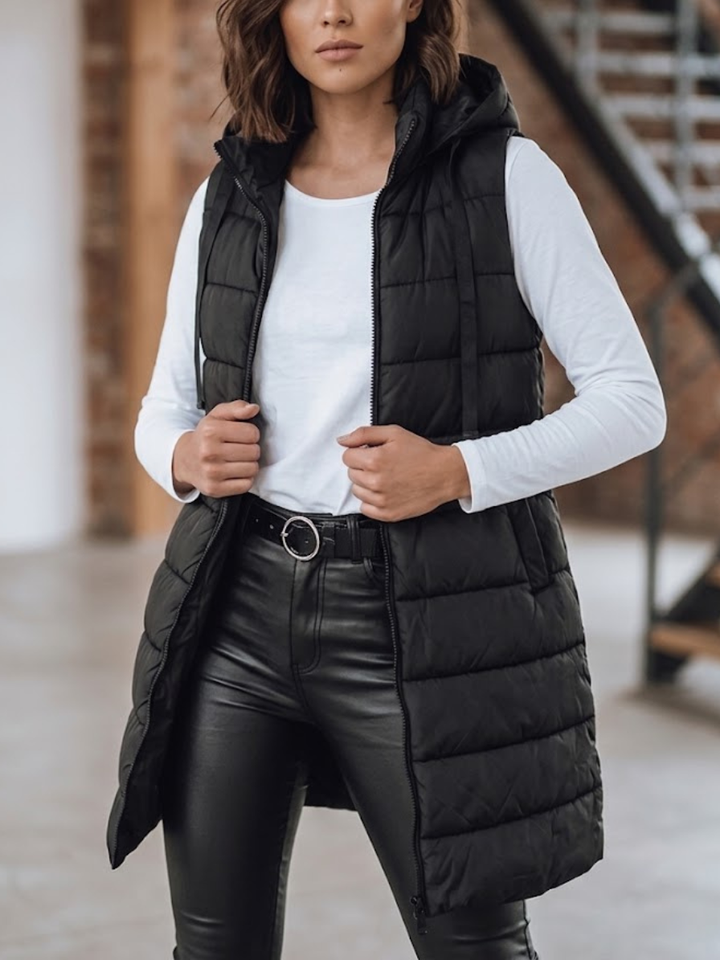 Sidonie long hooded puffer gilet