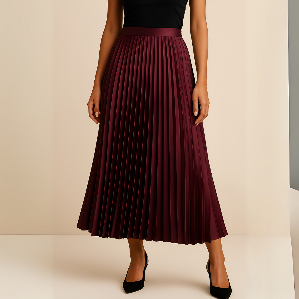 Iris satin pleated midi skirt – image 2