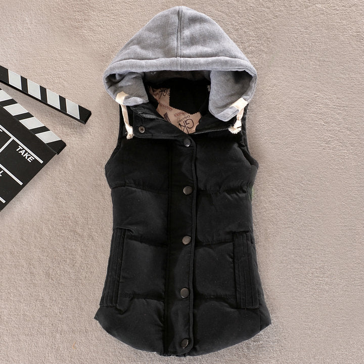 Oona contrast hood fitted quilted gilet – image 11