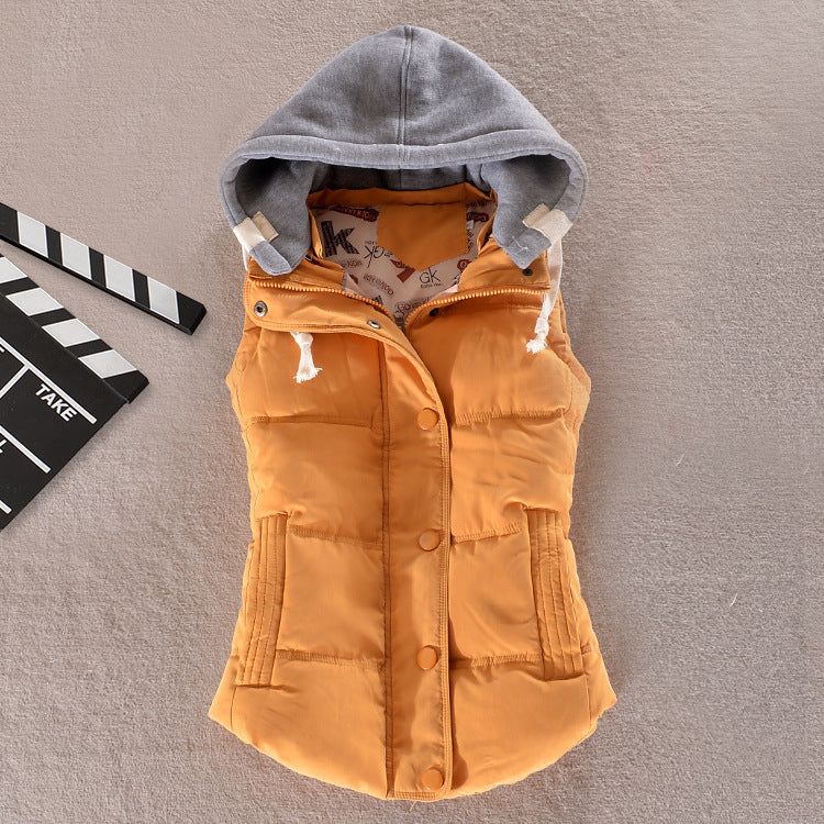 Oona contrast hood fitted quilted gilet – image 3