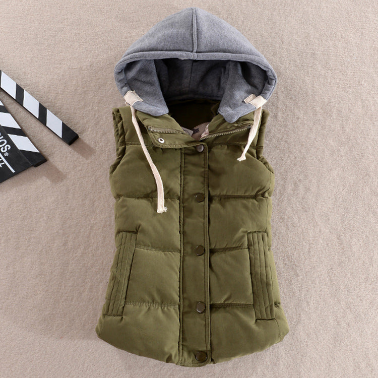 Oona contrast hood fitted quilted gilet – image 7