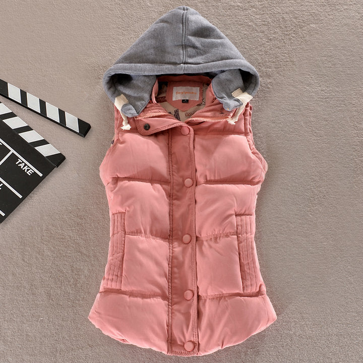Oona contrast hood fitted quilted gilet – image 12