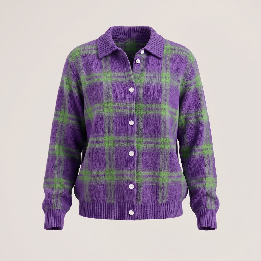 Elfrida check button front cardigan – image 2