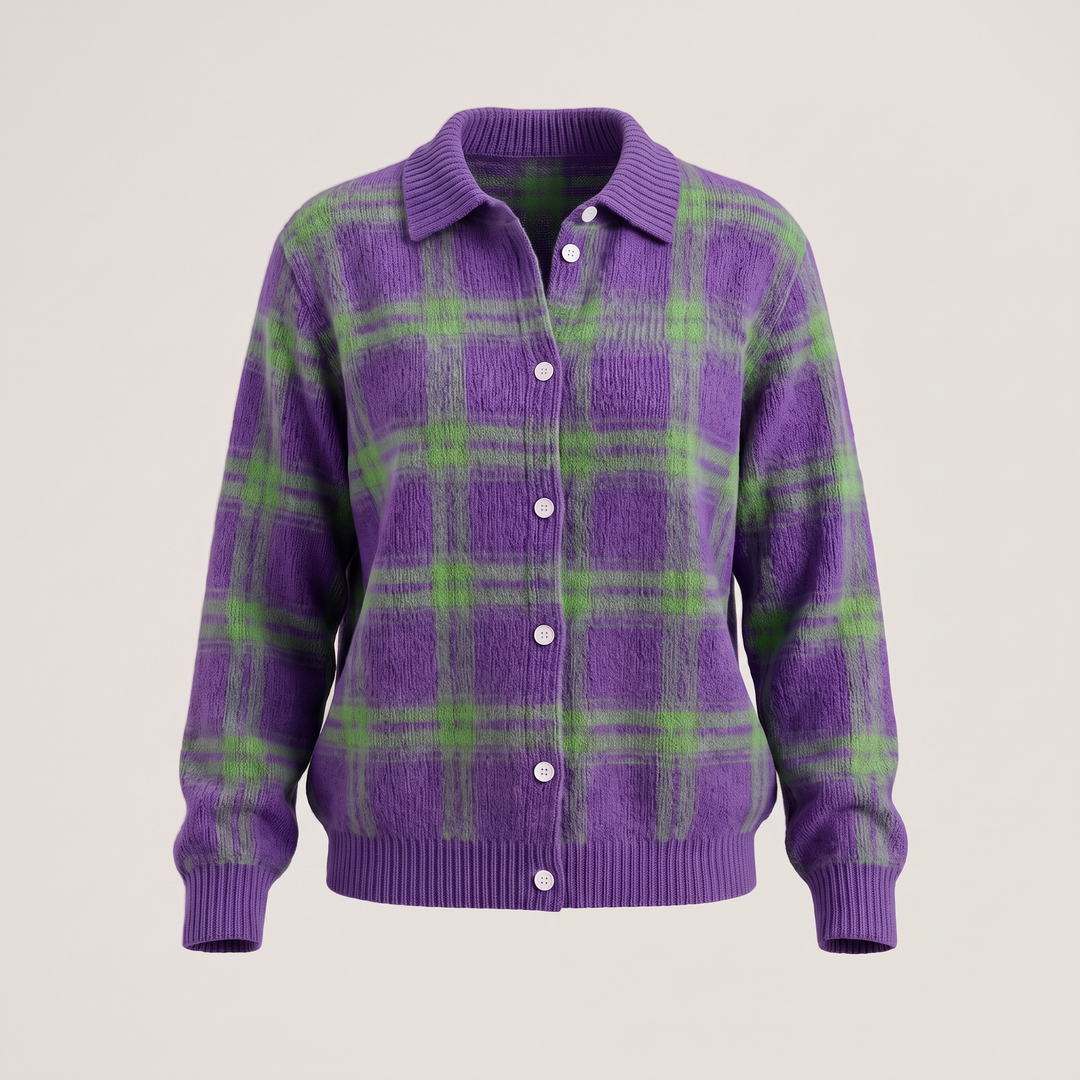 Elfrida check button front cardigan – image 2