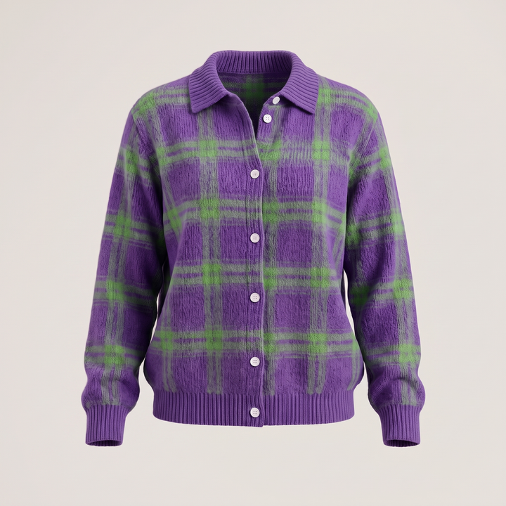 Elfrida check button front cardigan – image 2