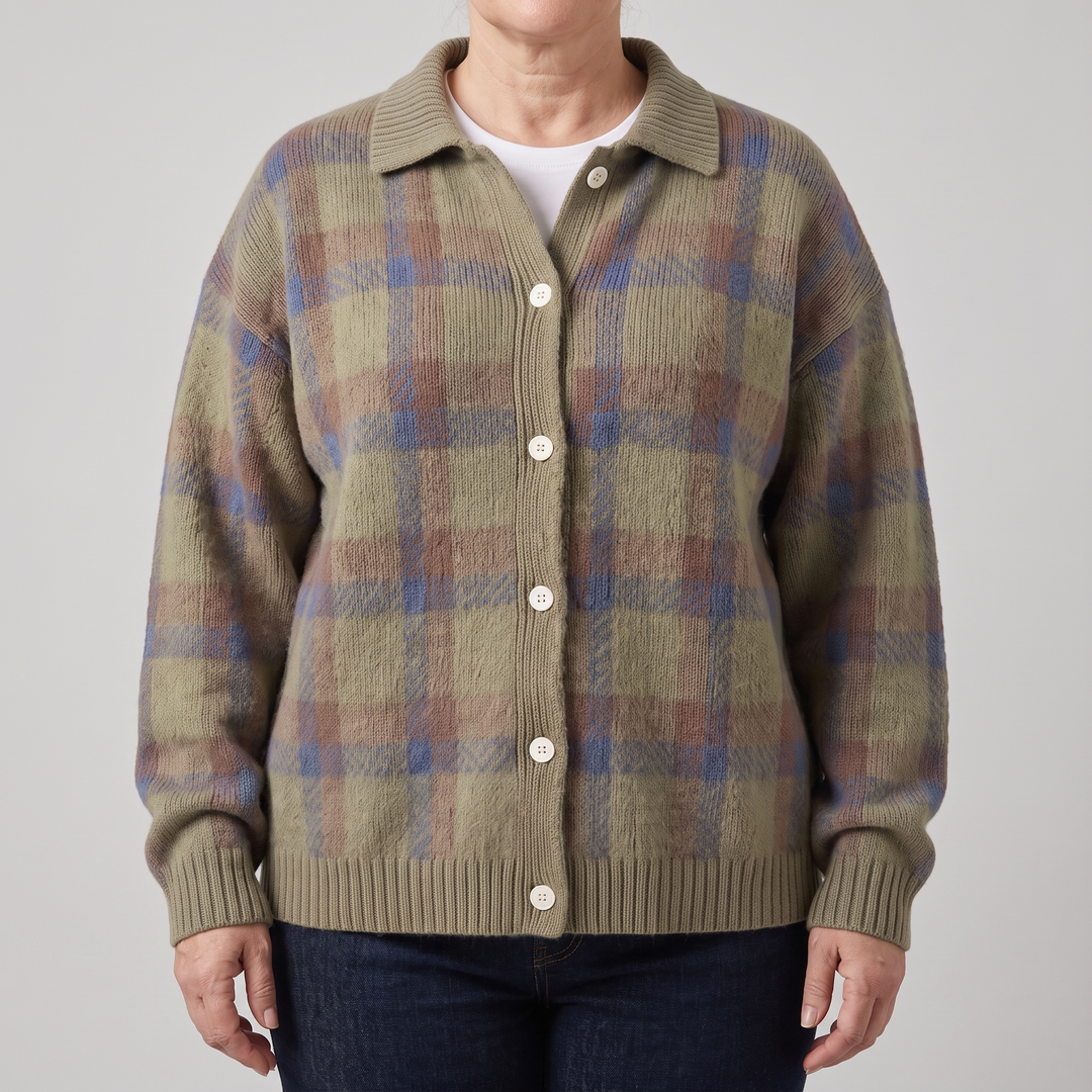 Elfrida check button front cardigan – image 7