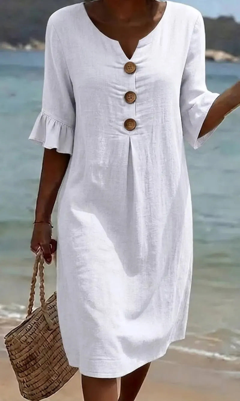 Evangeline button front loose fit dress – image 2