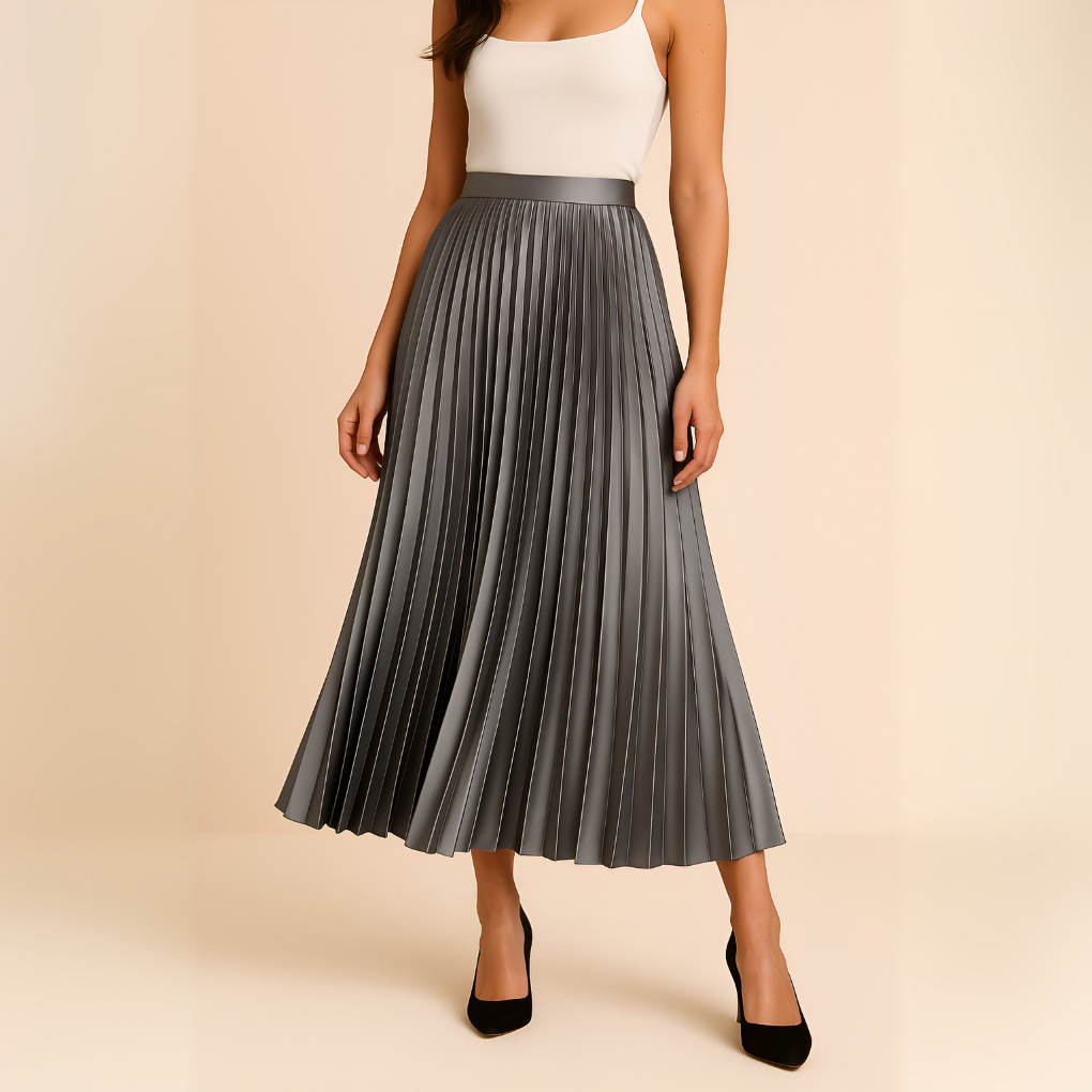 Iris satin pleated midi skirt – image 3