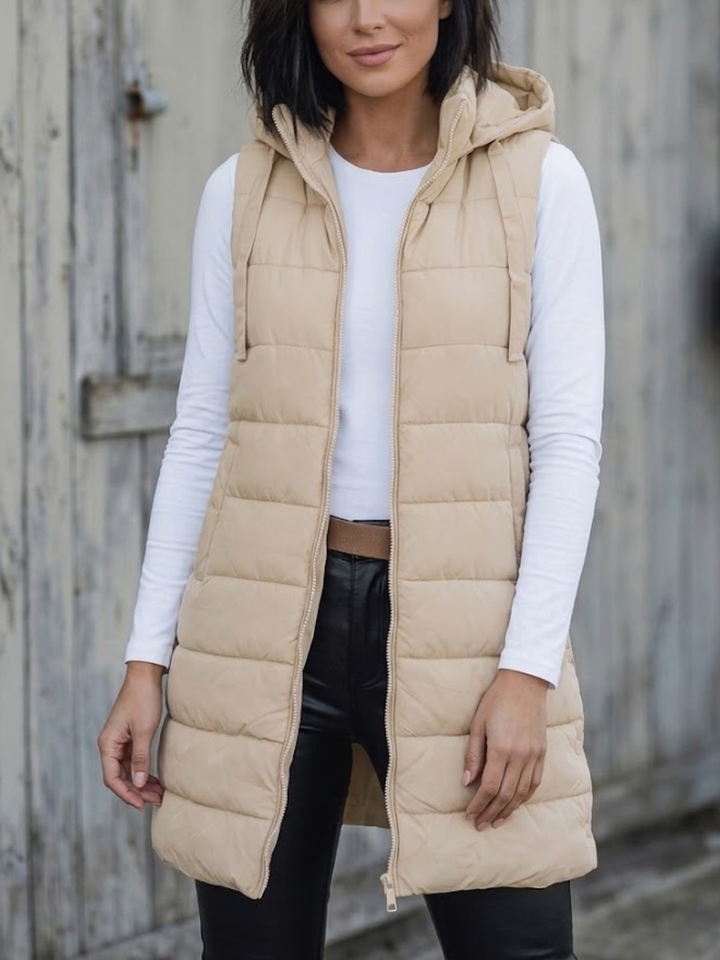 Sidonie long hooded puffer gilet – image 2