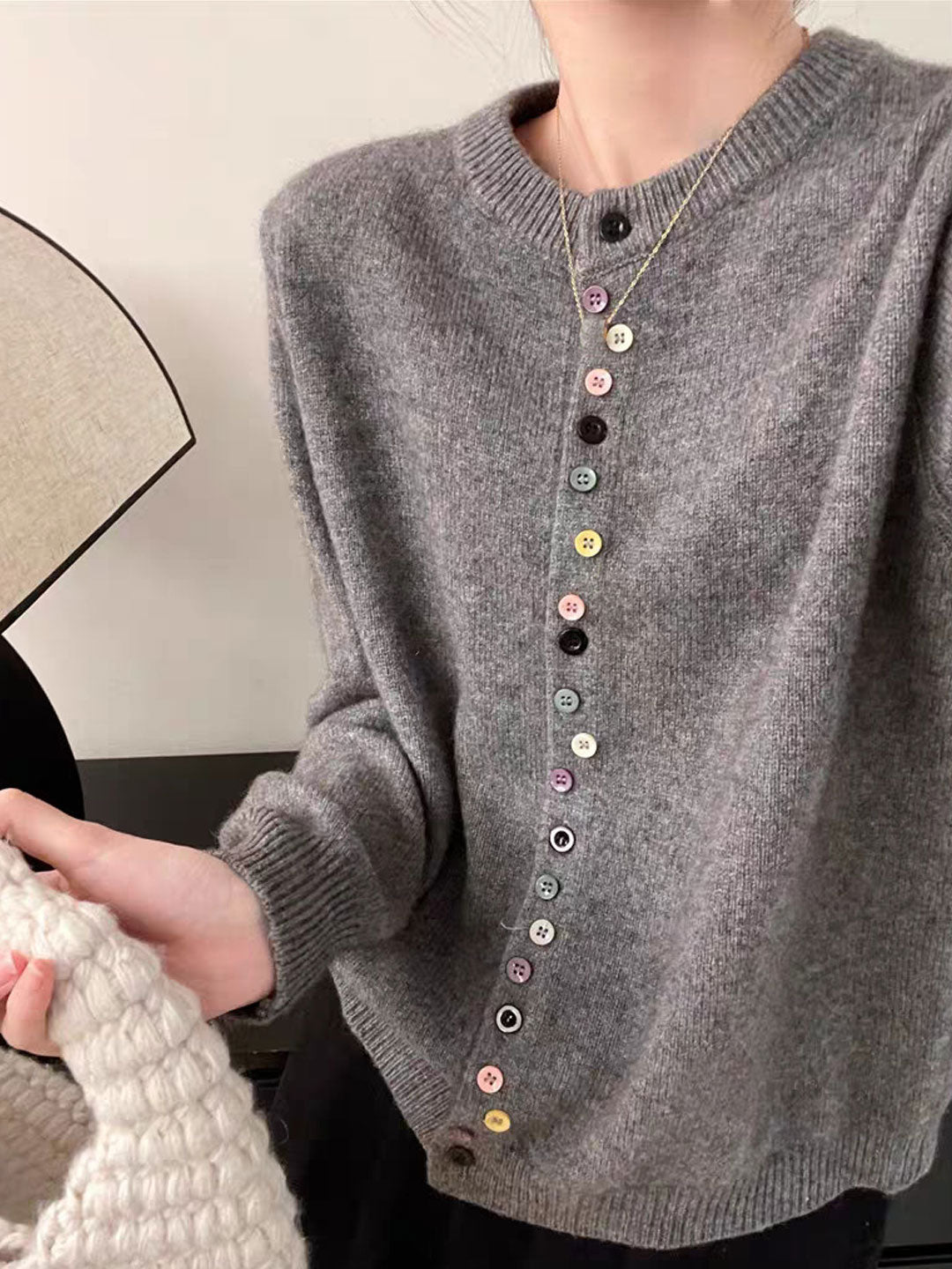 Hyacinth classic crew neck button cardigan