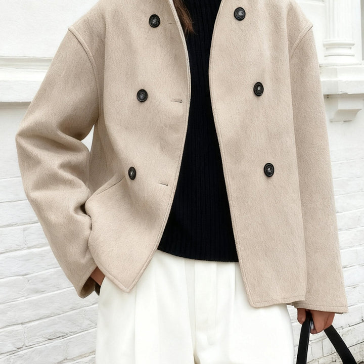 Molly cropped stand collar pea coat – image 9