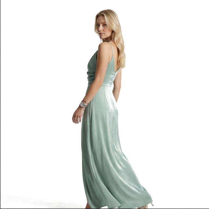 Madeleine draped v neck slit maxi dress – image 4