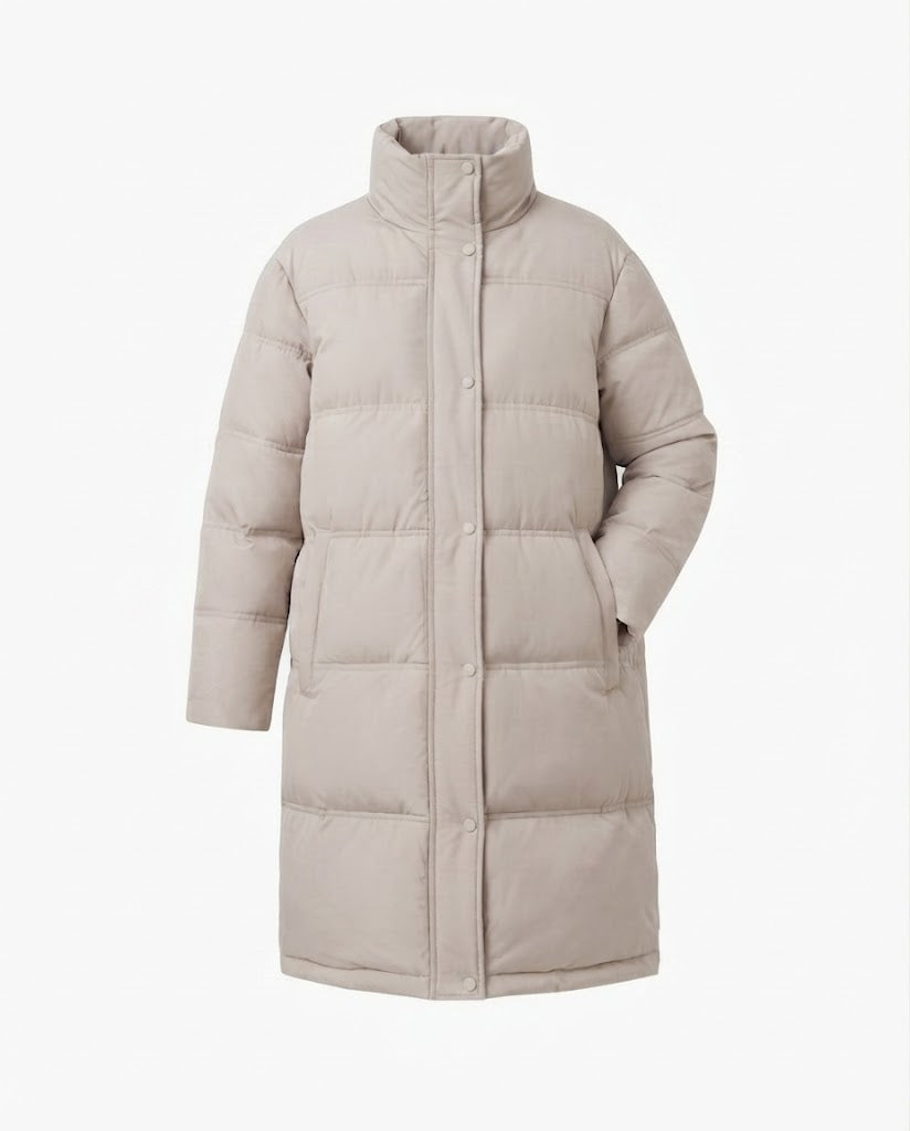 Loveday long padded coat with hood and side zips – image 11