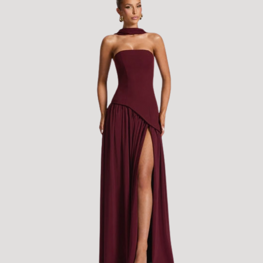 Bonnie strapless maxi dress with choker neck – image 16