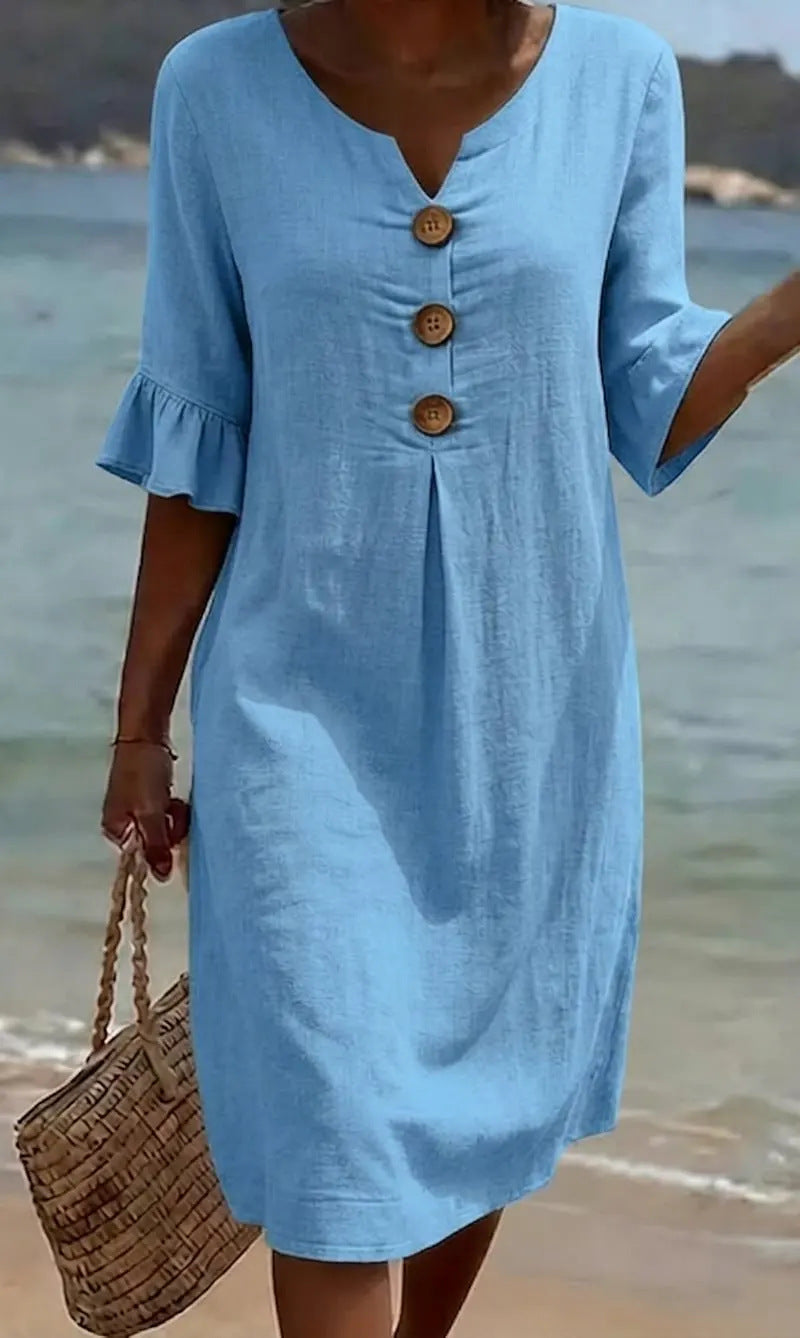 Evangeline button front loose fit dress – image 4