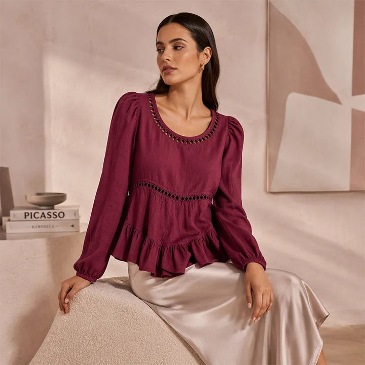 Lavinia lace trim ruffle blouse – image 2