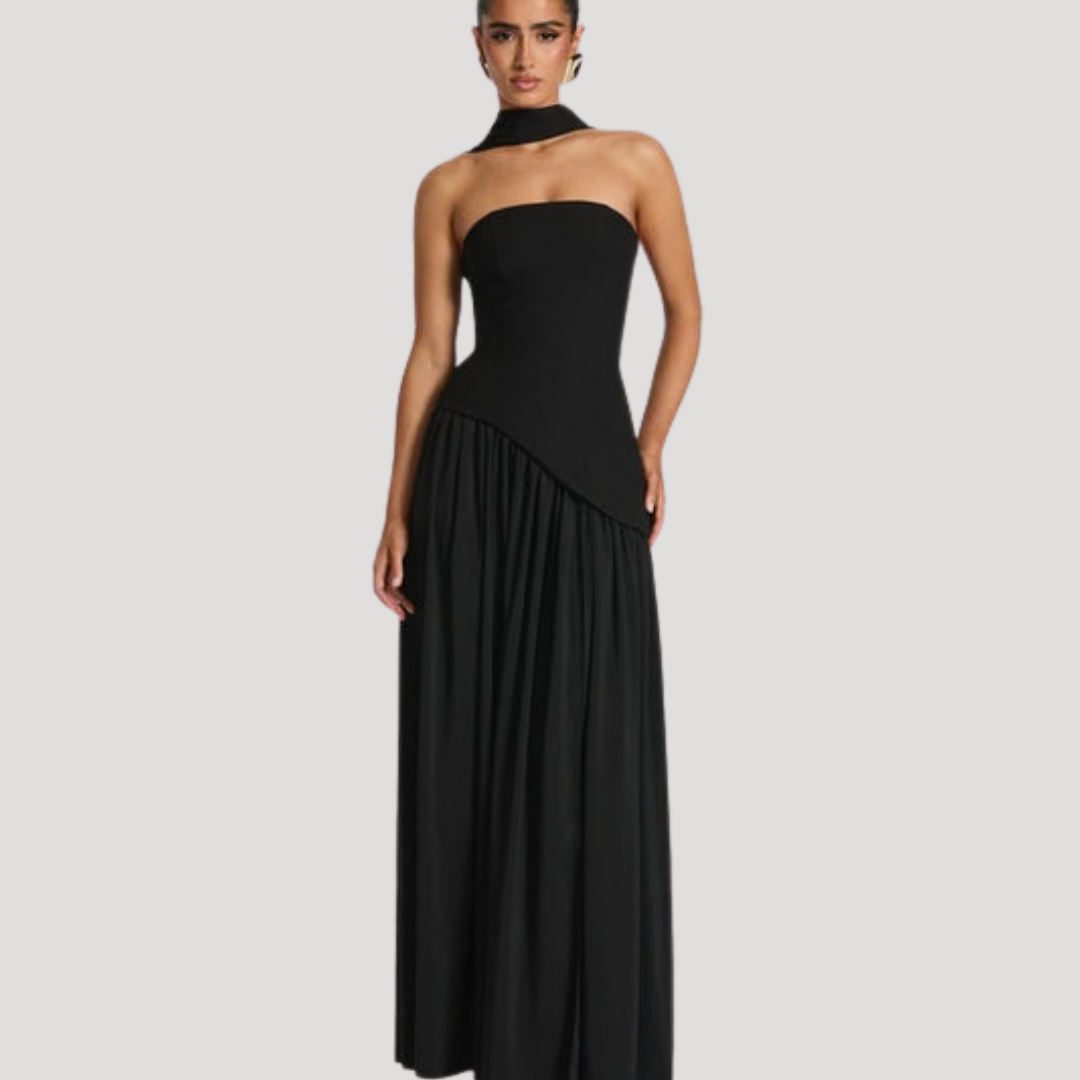 Bonnie strapless maxi dress with choker neck – image 4