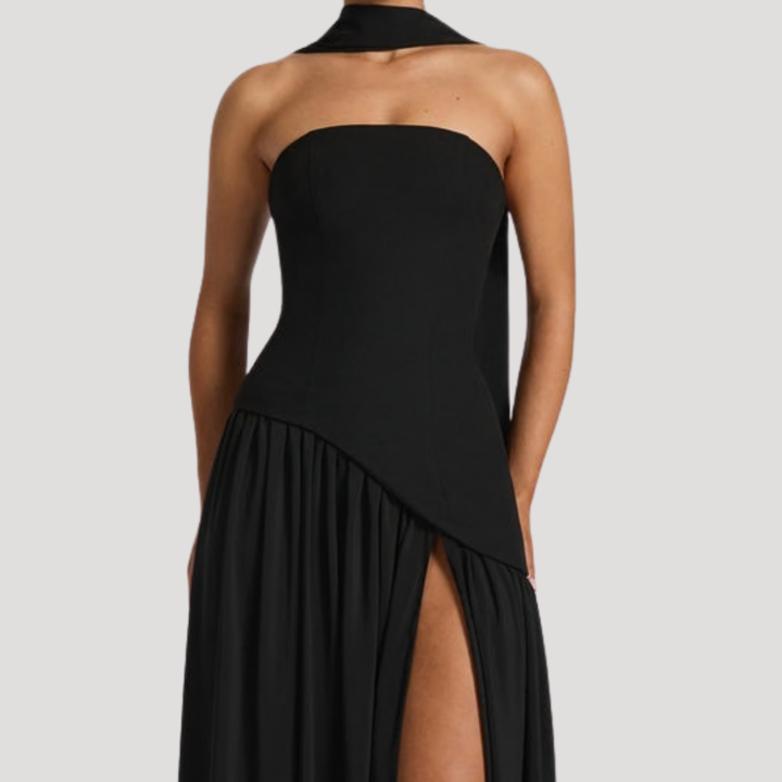 Bonnie strapless maxi dress with choker neck – image 17