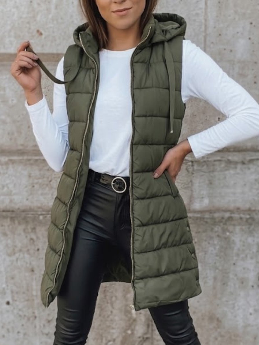 Sidonie long hooded puffer gilet – image 3