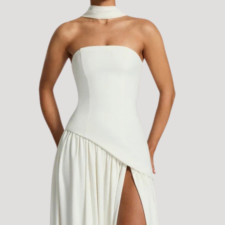 Bonnie strapless maxi dress with choker neck – image 14