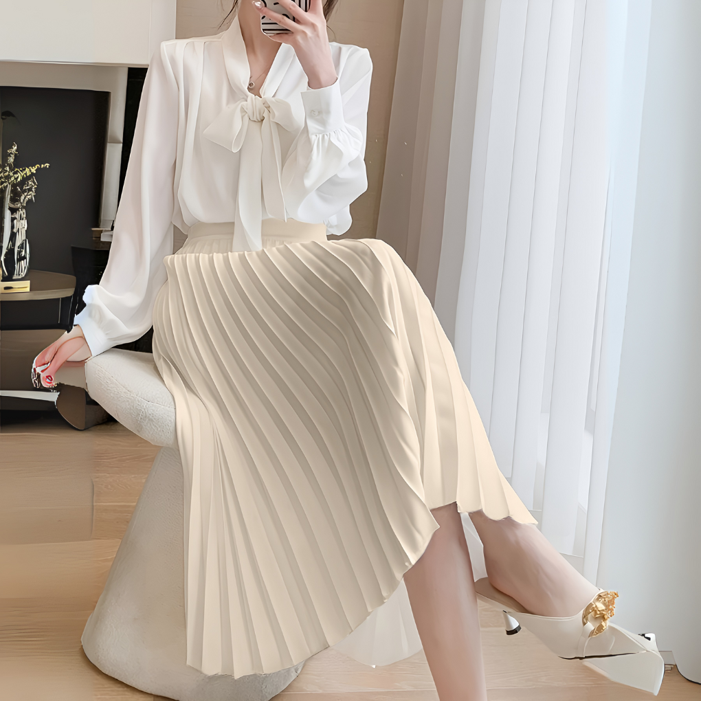 Iris satin pleated midi skirt – image 4